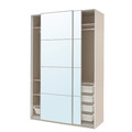 PAX / AULI Wardrobe combination, beige/mirror glass, 150x66x236 cm