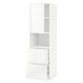 METOD / MAXIMERA Hi cab f micro w door/2 drawers, white/Ringhult white, 60x60x200 cm