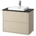 HAVBÄCK / ORRSJÖN Wash-stnd w drawers/wash-basin/tap, beige/black marble effect, 82x49x71 cm