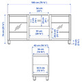 BESTÅ TV bench with drawers, white, Smeviken/Kabbarp white clear glass, 180x42x74 cm