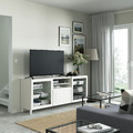 BESTÅ TV bench with drawers, white/Smeviken/Kabbarp white clear glass, 180x42x74 cm