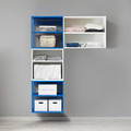 PLATSA Open storage combination w 3 doors, white Kalbåden/blue, 140x42x182 cm