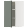 METOD Wall cabinet with shelves, white/Nickebo matt grey-green, 30x60 cm