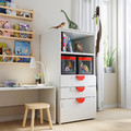 SMÅSTAD / PLATSA Bookcase, white white, with 3 drawers, 60x55x123 cm