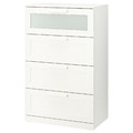 BRIMNES Chest of 4 drawers, white, frosted glass, 78x124 cm