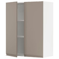 METOD Wall cabinet with shelves/2 doors, white/Upplöv matt dark beige, 80x100 cm