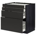 METOD / MAXIMERA Base cab 4 frnts/4 drawers, black/Nickebo matt anthracite, 80x60 cm