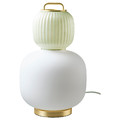 PILBLIXT Table lamp, white/light green glass/gold effect metal, 41 cm