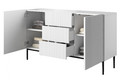 Cabinet with 2 Doors & 3 Drawers Nicole 150 cm, matt white/black legs