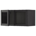 METOD Wall cabinet with 2 glass doors, black/Lerhyttan black stained, 80x40 cm