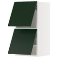 METOD Wall cab horizo 2 doors w push-open, white/Havstorp deep green, 40x80 cm