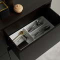 BESTÅ Storage combination w doors/drawers, black-brown/Selsviken/Stubbarp high-gloss/black clear glass, 120x42x213 cm