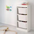 TROFAST Storage combination with boxes, white, gray, 46x30x94 cm