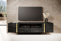 Wall-Mounted TV Cabinet Verica 200 cm, charcoal/gold handles