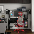 FREDDE / STYRSPEL Gaming desk and chair, black grey/red