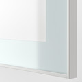BESTÅ Shelf unit with glass doors, white stained oak effect Glassvik/white/light green clear glass, 120x42x38 cm