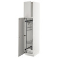 METOD High cabinet with cleaning interior, white/Lerhyttan light grey, 40x60x200 cm