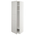 METOD High cabinet w shelves/wire basket, white/Lerhyttan light grey, 60x60x200 cm