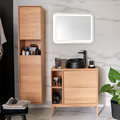 GoodHome Bathroom High Cabinet Avela 40 cm, oak effect