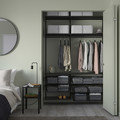 BOAXEL Wardrobe combination, anthracite/metal, 145x40x201 cm