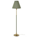 FLYGHÖJD Floor lamp, brass/green-grey