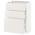 METOD / MAXIMERA Base cabinet with 3 drawers, white, Veddinge white, 60x37 cm