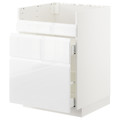 METOD Base cb f HAVSEN snk/3 frnts/2 drws, white Maximera, Voxtorp high-gloss/white, 60x60 cm