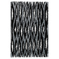 BULLERREMSA Rug, high pile, black grey/white, 133x195 cm