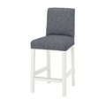 BERGMUND Bar stool with backrest, white, Gunnared medium grey, 62 cm