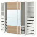 PAX / MEHAMN/AULI Wardrobe, white double sided/white stained oak effect mirror glass, 250x66x201 cm