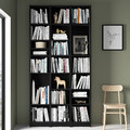 BILLY Bookcase comb w extension units, black oak effect, 120x28x237 cm