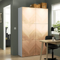 BESTÅ Storage combination with doors, white, Hedeviken oak veneer, 120x42x193 cm