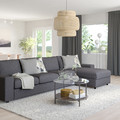 VIMLE 4-seat sofa with chaise longue, with wide armrests/Gunnared medium grey