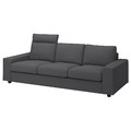 VIMLE 3-seat sofa, with headrest with wide armrests/Hallarp grey