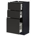 METOD / MAXIMERA Base cabinet with 3 drawers, black/Upplöv matt anthracite, 40x37 cm