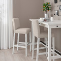 BERGMUND Bar stool with backrest, white, Hallarp beige, 75 cm