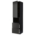 METOD / MAXIMERA Hi cab f micro w door/2 drawers, black/Nickebo matt anthracite, 60x60x240 cm