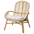 BROBOCK / BJÖRKTRAST Armchair with cushion, rattan white/black