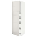 METOD / MAXIMERA Hi cab w 2 doors/4 drawers, white/Ringhult light grey, 60x60x200 cm