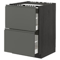 METOD / MAXIMERA Base cab f hob/2 fronts/2 drawers, black/Voxtorp dark grey, 60x60 cm