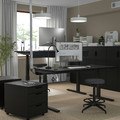 MITTZON Desk sit/stand, electric black stained ash veneer/black, 160x80 cm
