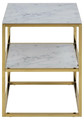 Bedside Table Nightstand Alisma, white/gold