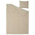 ÄNGSNEJLIKA Duvet cover and pillowcase, grey-beige/off-white, 150x200/50x60 cm