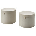 RÅGODLING Storage box with lid, set of 2, natural colour/beige