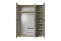 Wardrobe with Drawer Unit Nicole 150 cm, cashmere, black handles