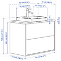 ÄNGSJÖN / BACKSJÖN Wash-stnd w drawers/wash-basin/tap, high-gloss white/white marble effect, 82x49x71 cm