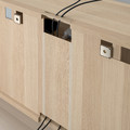 BESTÅ TV storage combination/glass doors, white stained oak effect/Lappviken white stained oak eff clear glass, 180x42x192 cm