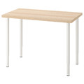 LINNMON / OLOV Desk, white stained oak effect/white, 100x60 cm