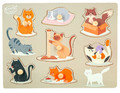 Wooden Puzzle Cats 7pcs 18m+