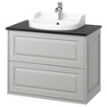 TÄNNFORSEN / RUTSJÖN Wash-stnd w drawers/wash-basin/tap, light grey/black marble effect, 82x49x76 cm